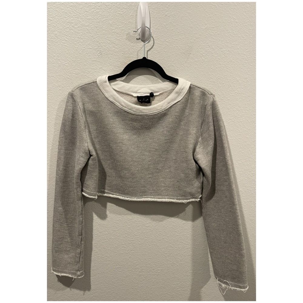 OUT FROM UNDER Grey Round Neck Cropped Sweater - Picture 2 of 4